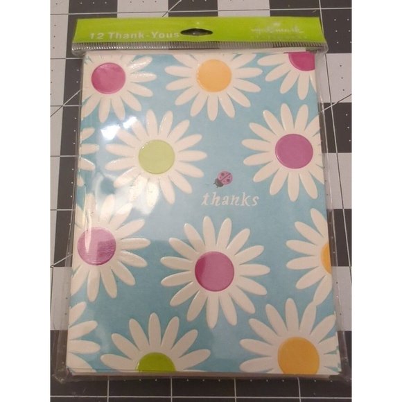 Hallmark Stationary 12 Thank You Cards w/ Envelopes Colorful Flower Pattern  New - Picture 1 of 9